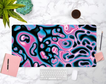 Neon Hologram Desk Mat: Abstract Edgy Gamer Workspace Accessory