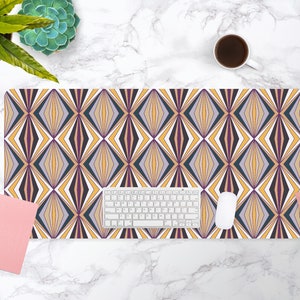 Retro Diamond Pattern Desk Mat, Desk Accessory, Cute Workspace, Trendy Workspace, Desk Pad, 70s, Vintage, Home Office, Office Decor, Work