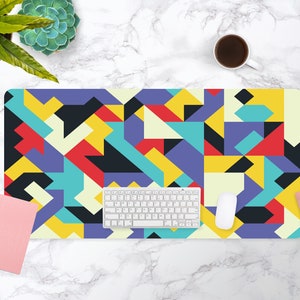 Shape Puzzle Desk Mat, Desk Accessory, Cute Workspace, Trendy Workspace, Abstract Art, Home Office, Desk Pad, Desk Accessories, Organization