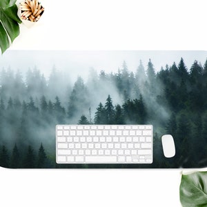 Forest Desk Mat, Desk Accessory, Trees, Nature Photography, Trendy Workspace, Trendy Desk, Guy Desk, Desk Topper, Masculine Desk Pad
