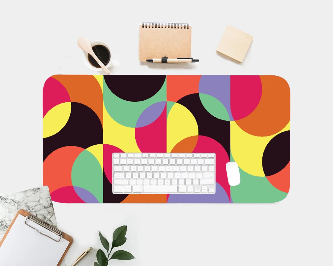 Abstract Geometric Desk Mat, Retro Art, Trendy Workspace - Etsy