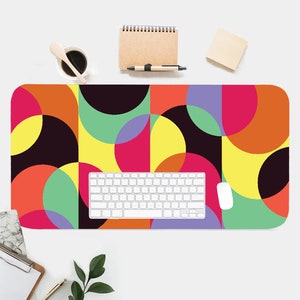 Overlap Abstract Desk Mat, Aesthetic Desk Accessory, Cute Workspace, Trendy Workspace, Cool Desk, Boho Chic, Cute Desk, Desk Pad, Retro Art
