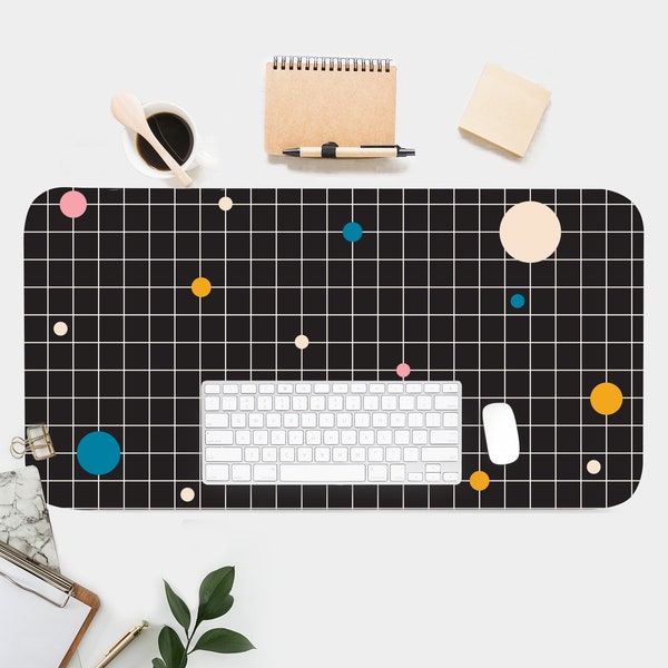 Bubble Grid Desk Mat, Aesthetic Desk Accessory, Cute Workspace, Retro Workspace, Vintage Desk, Boho Chic, Cute Desk Topper, Desk Pad