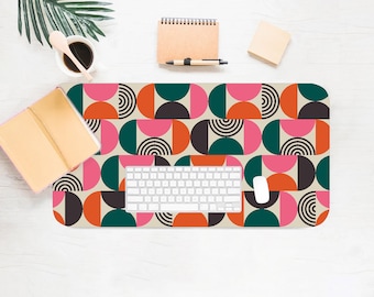 Retro Geometric Desk Mat, Workspace Accessory