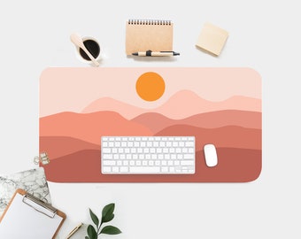 Sunset Graphic Print Desk Mat, Aesthetic Desk Accessory, Cute Workspace, Trendy Workspace, Girl Desk, Boho Chic, Cute Desk Topper, Desk Pad