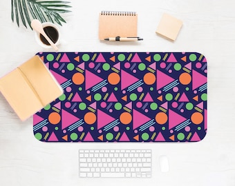80s Memphis Desk Mat, Colorful Geometric Workspace Pad