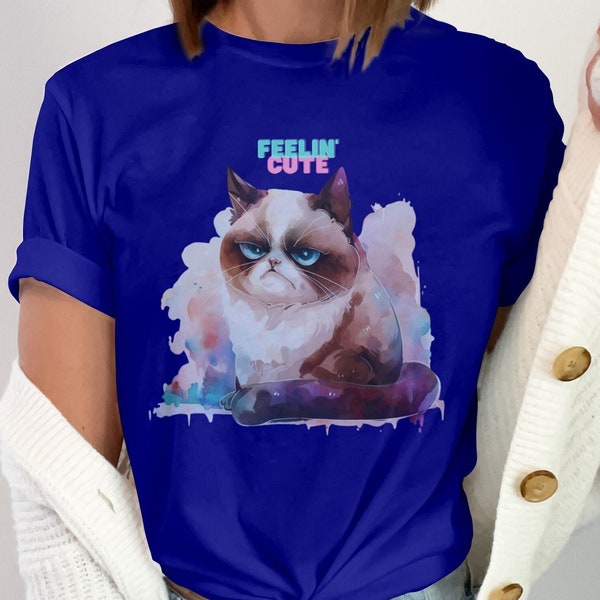 Cute Grumpy cat t-shirt, this tee designs stand out from the crowd and impress your friends and family with this vibrant and cute cat design