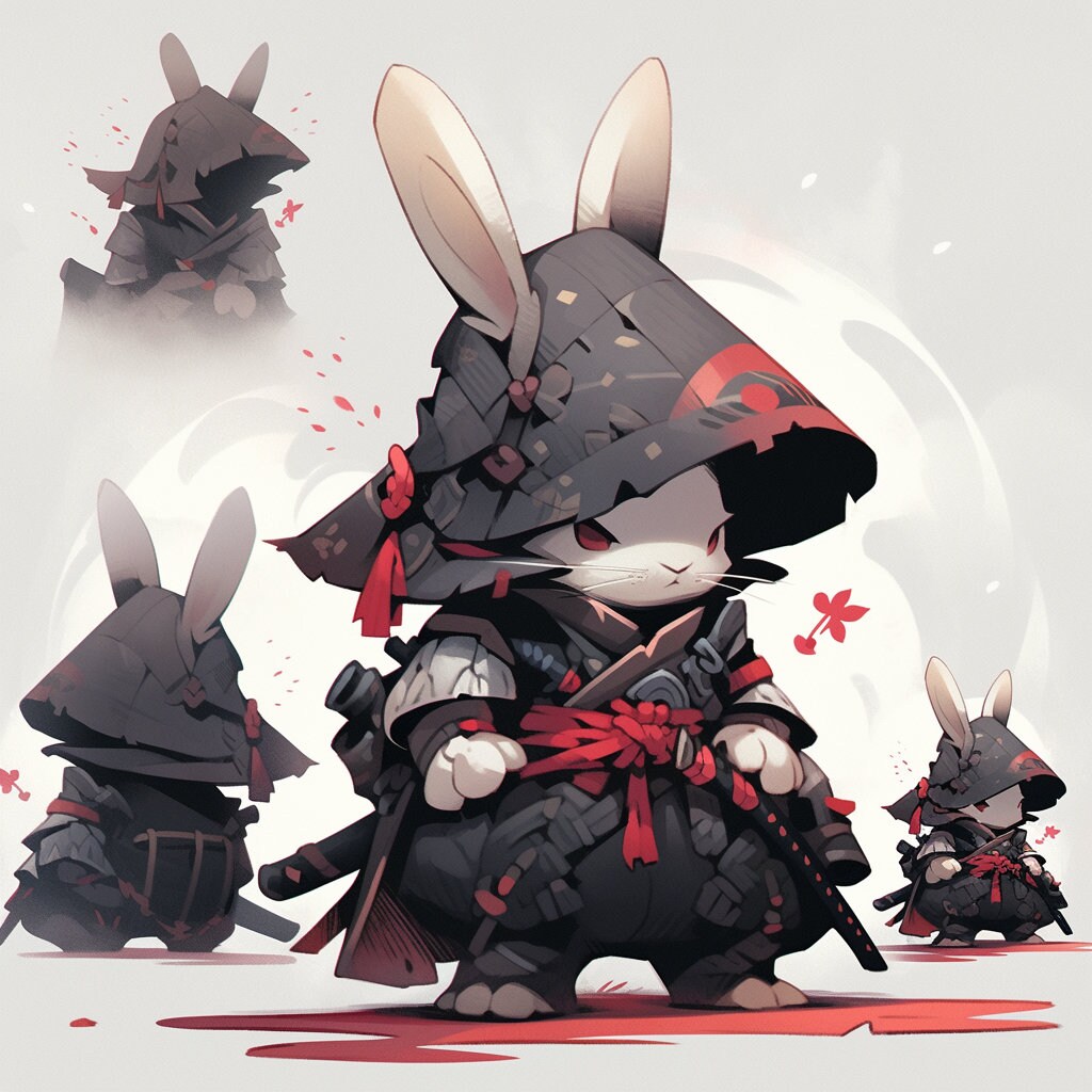 20 Warrior Rabbit Bunny, Cute Clipart Pngs, Set 1, Commercial Use ...