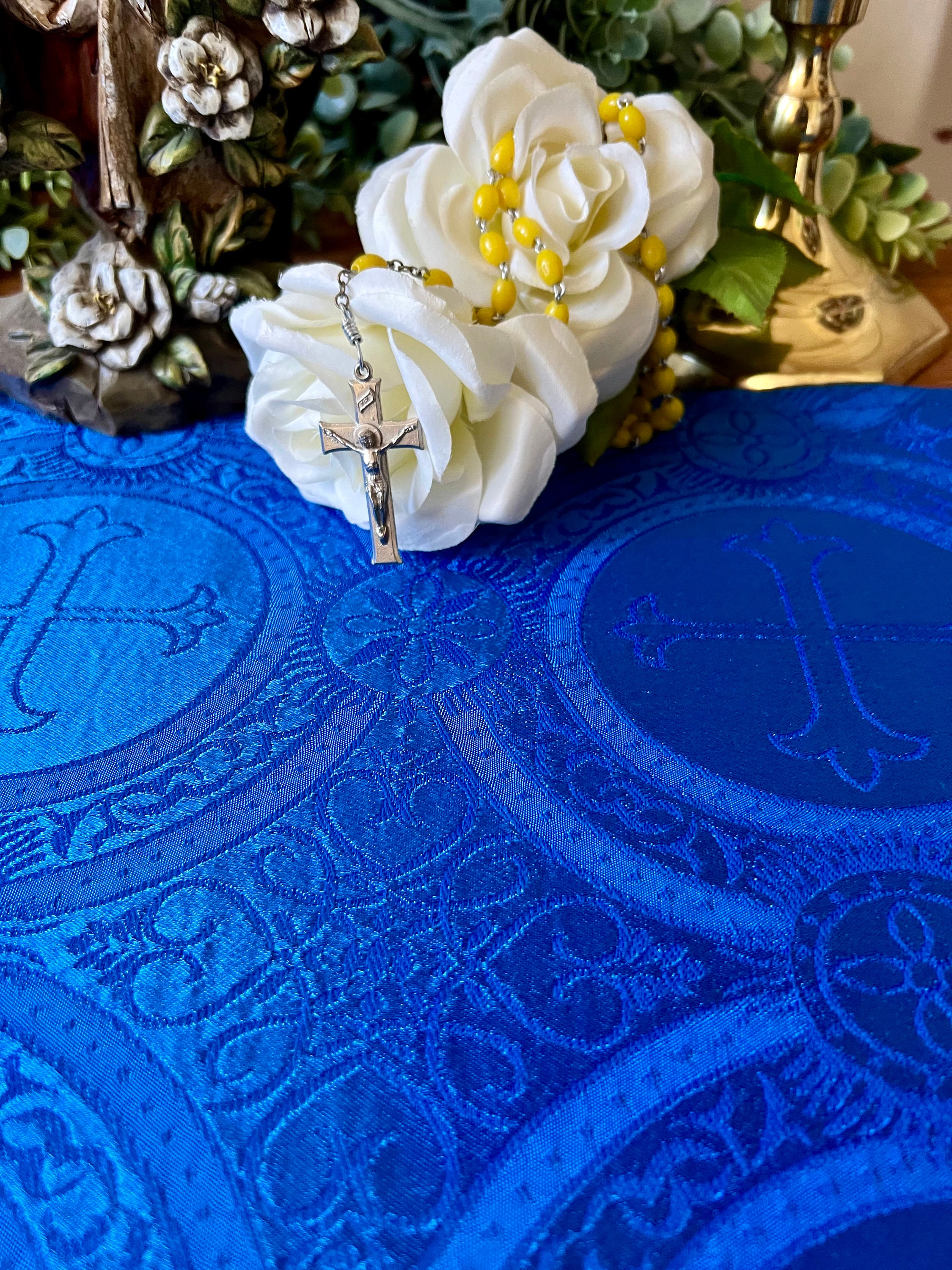 Home Altar Cloth Catholic Christian Blue Liturgical Linens Holy Table ...