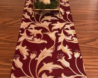 St Joseph Table Runner Catholic Christian Lilies Purity Burgundy Red 40.5 x 13.5 Inch Italian Fava Feast Religious Consecration Patron Altar