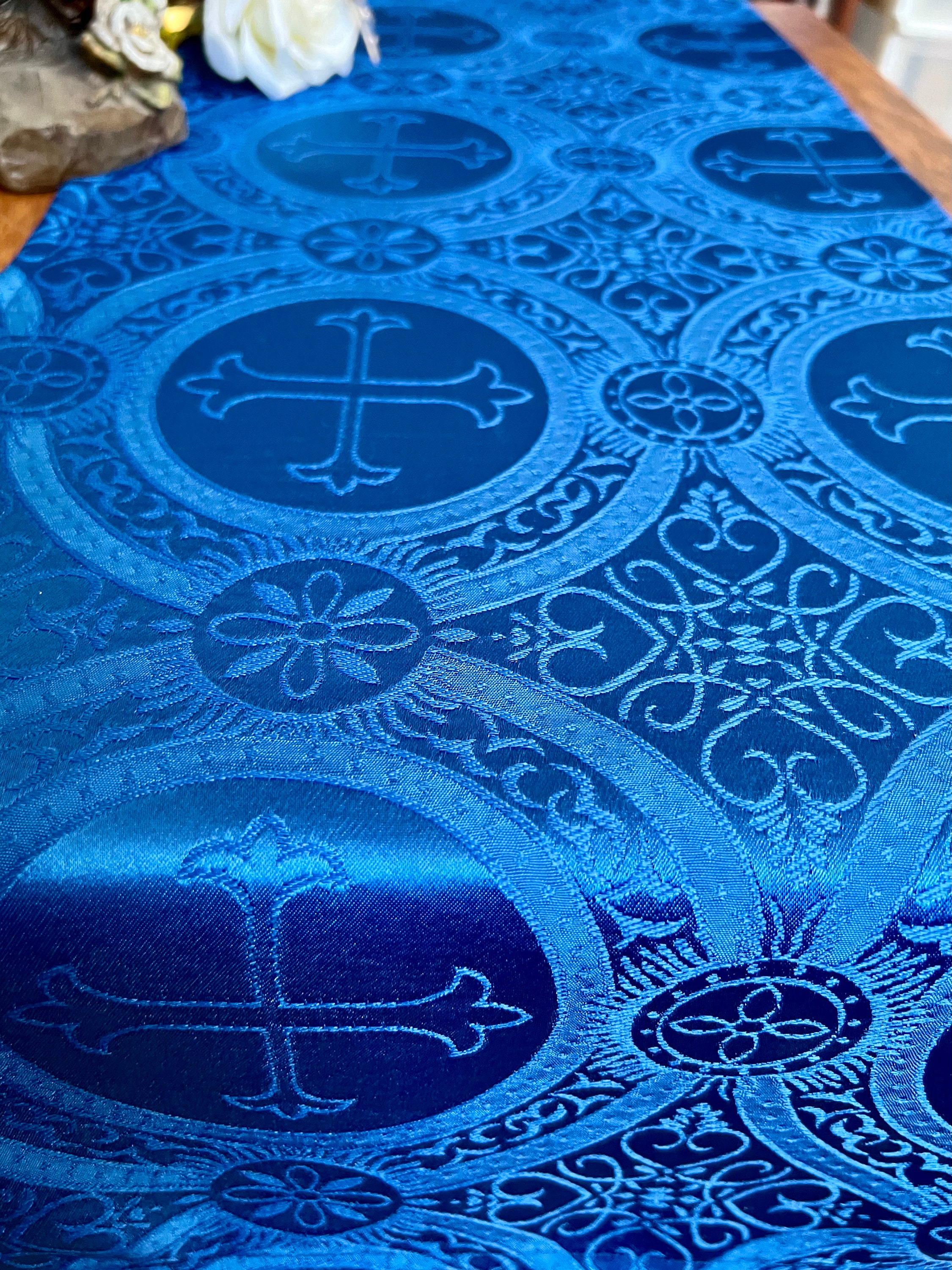 Home Altar Cloth Catholic Christian Blue Liturgical Linens Holy Table ...