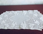 Vintage White Cotton Floral Lace Tablecloth Tablecloth Crocheted Table Cloth