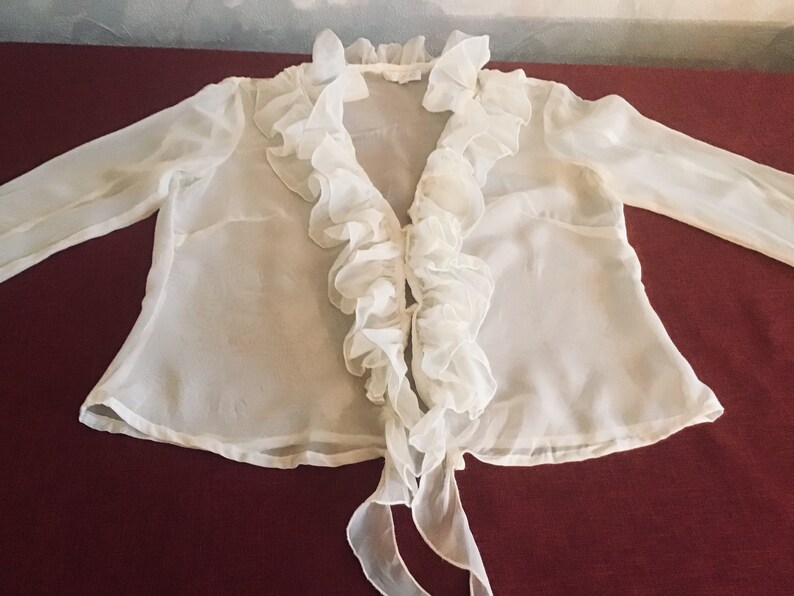 Vintage Transparent Thin Silk Dairy Romantic French With Ruffles 1990s Style