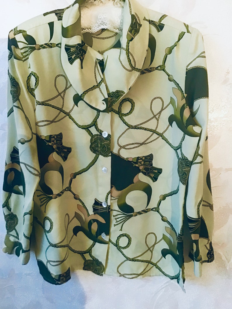 Vintage 80s Mint Blouse Silk Slip Size 38 opean