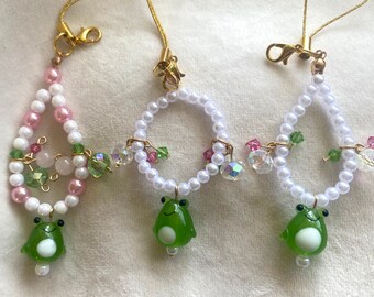 Cute Frog Phone Charm | Kawaii Frog Charms for Phone Keychain Badge Reel Lanyard AirPod Case | Cottagecore Phone Charms | Charm for Girls
