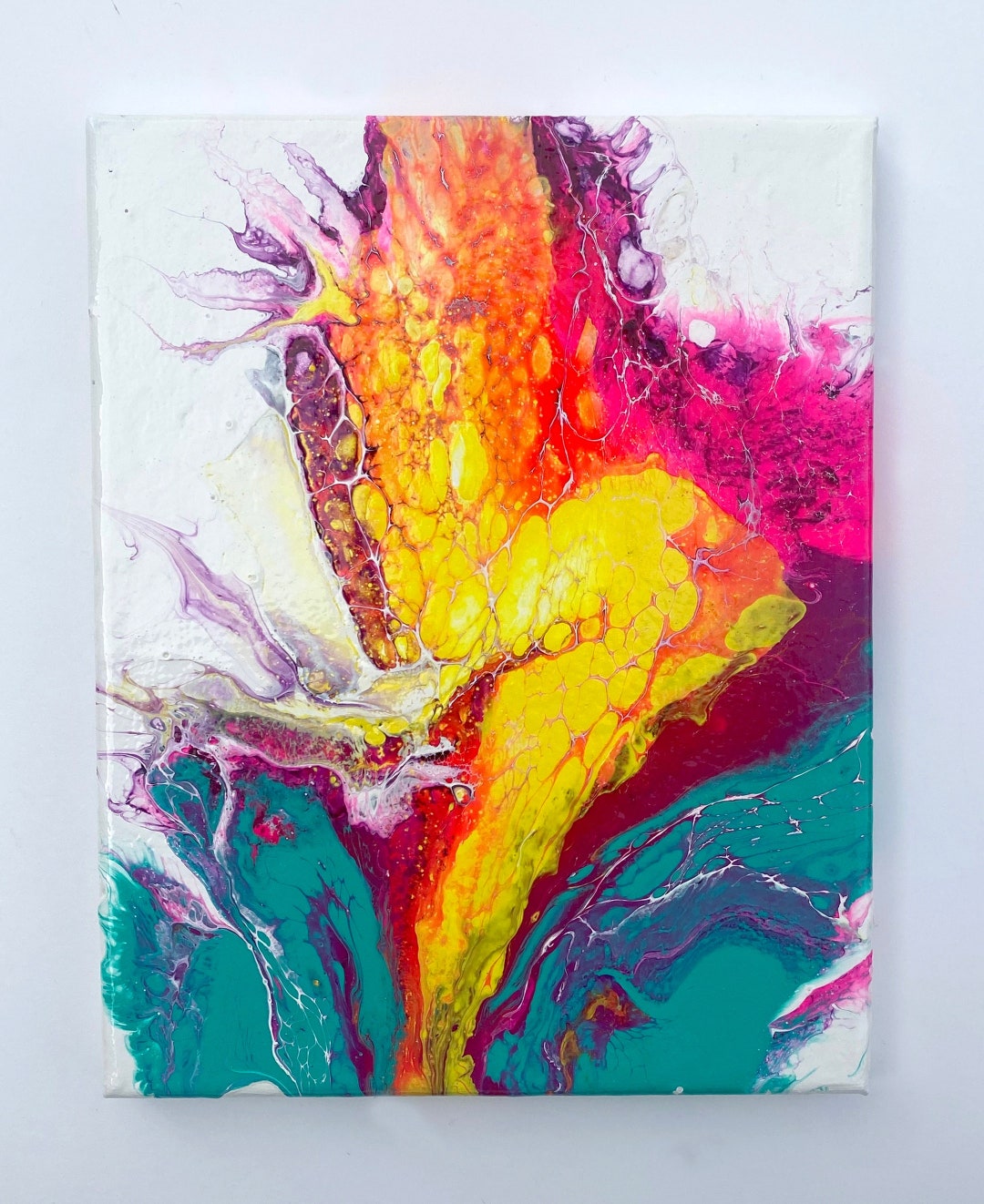 Acrylic Pour Art Fluid Art Abstract Art Wall Art Unicorn, Rainbow, Mermaid Colored Art 8x10