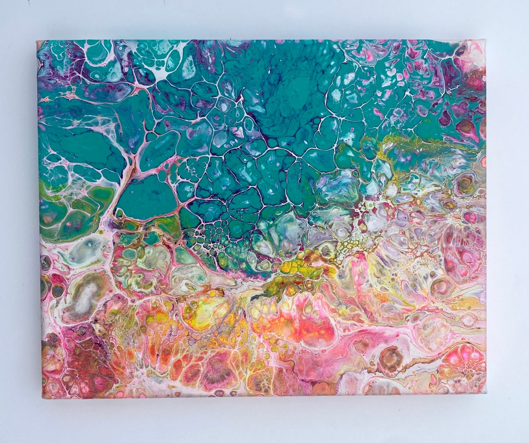 Acrylic Pour Art Fluid Art Abstract Art Unique Ooak Wall Art Unicorn, Rainbow, Mermaid Colored