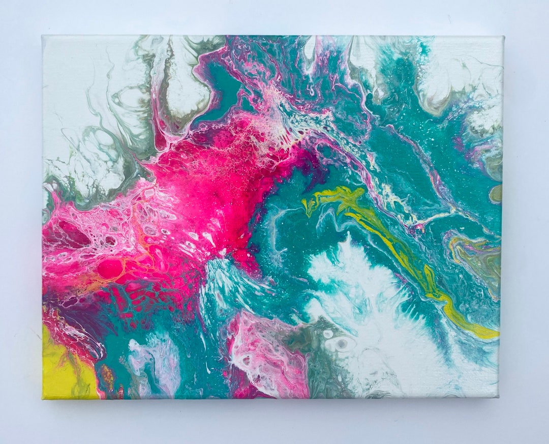 Acrylic Pour Art Fluid Art Abstract Art Unique Ooak Wall Art Unicorn, Rainbow, Mermaid Colored