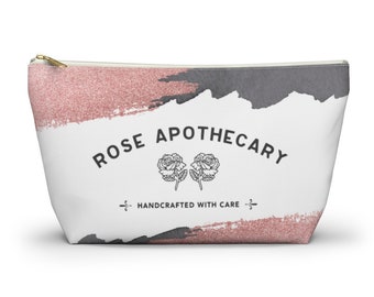 Rose Apothecary Rose Gold Accessory Pouch w T-bottom, Rose Gold Makeup Bag, Pencil Case, Schitt's Creek Bag, Cute Makeup Case, Cosmetic Bag