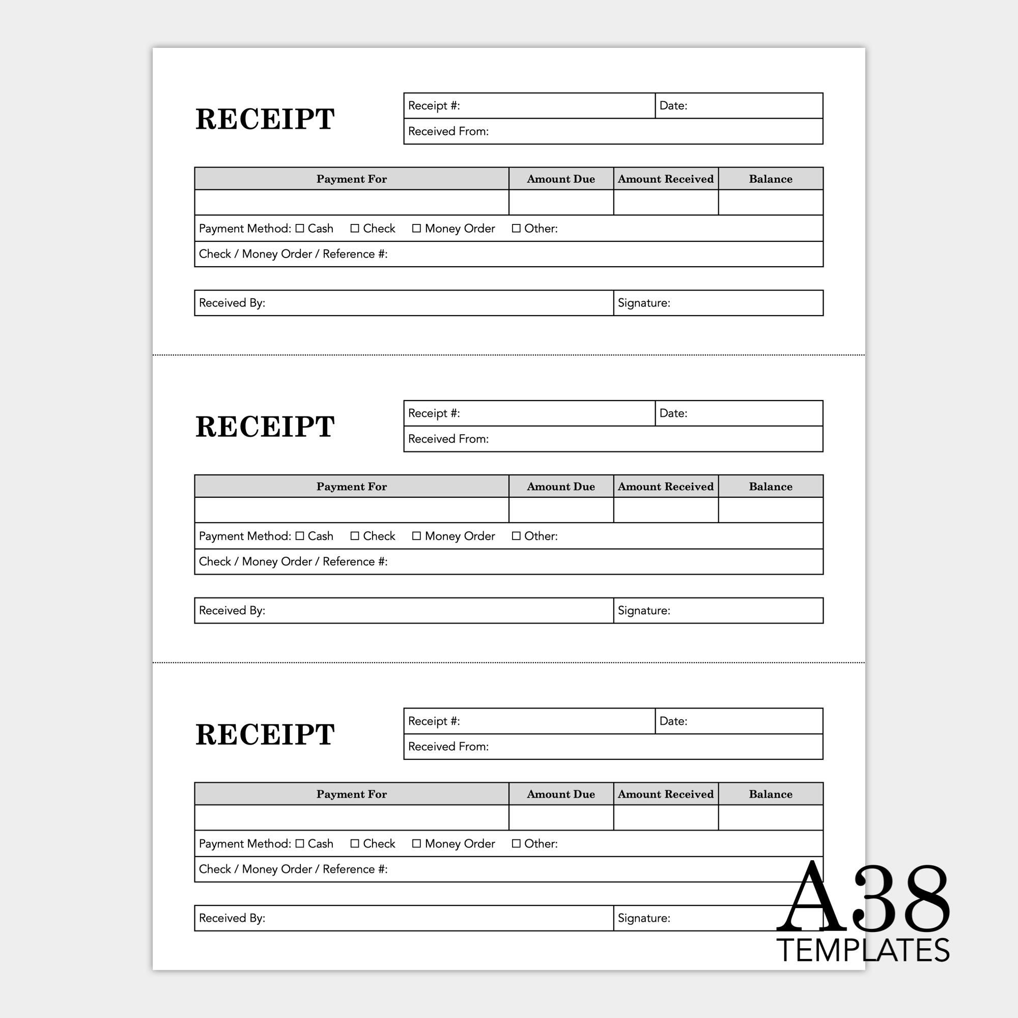 Simple Collection Receipt Format Simple Receipt Template: Small Business Form, Proof of Payment ...