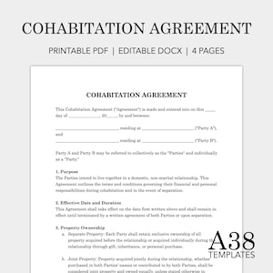 Cohabitation Agreement Template: Non-Marital Domestic Partnership Contract (Printable PDF & Editable DOCX)