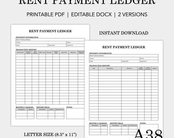 Sjabloon huurbetalingen (2 versies): verhuurdersformulier, verhuurtracker (afdrukbare pdf en bewerkbare DOCX)