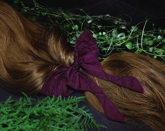 Luna Moth hair bow / Embroidered moth hair bow, magenta butterfly hair bow, Actias luna hair bow, butterfly hair bow, hair bow barrette