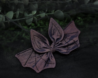 Bat hair bow / Plum fabric hair bow / Plum bat hair clip / bat wings / goth hair clip / witchy hair bow, goth hair