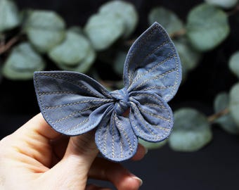Butterfly hair bow / Blue-wheat iridescent effect moth hair clip, Blue butterfly hair bow, fairy wings, butterfly wings, Moth and Fae