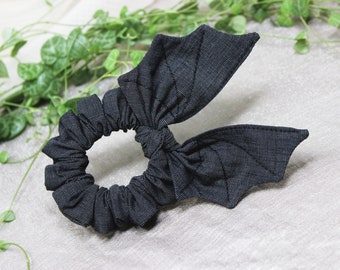 Bat scrunchie, dark grey bat wings scrunchie / charcoal scrunchie, goth scrunchie, halloween scrunchie, dark scrunchie