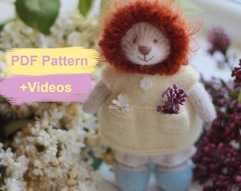 Knitted lion PATTERN-Stuffed animal doll pattern-PDF pattern and Video Tutorial