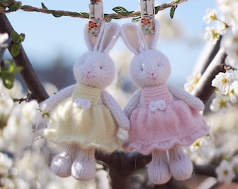 Knitted bunny PATTERN for Easter kids gift-How to make a bunny-knitting toy tutorial