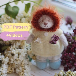 Knitted lion PATTERN-Stuffed animal doll pattern-PDF pattern and Video Tutorial