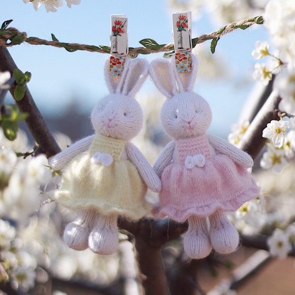 Knitted bunny PATTERN for Easter kids gift-How to make a bunny-knitting toy tutorial