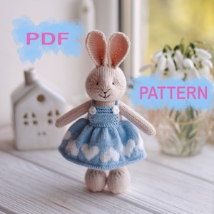 Easter Bunny PATTERN - Knitted stuffed animal bunny PDF pattern