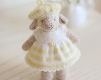 Knitted Easter lamb sheep doll girl - Stuffed dressed lamb animal toy for best girl's Easter gift- I DONʼT ACCEPT ORDERS for toys