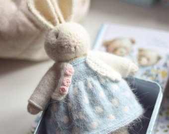 Knitted Easter bunny rabbit girl doll - Stuffed dressed bunny doll for best Easter gift - I temporarily DONʼT ACCEPT ORDERS for toys