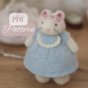 NEW! Knitting PDF Pattern for the little Mouse toy in ENGLISH - Knitted mouse in dress Pattern - How to knit a little Mouse toy tutorial