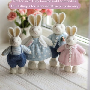 Knitted Easter bunny toy family - Stuffed Easter bunny dressed animal doll - I temporarily DONʼT ACCEPT ORDERS for toys