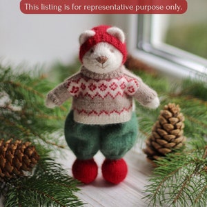Hand knit teddy bear toy in Christmas style knitted small bear animal toy I temporarily DONʼT ACCEPT ORDERS for toys image 1