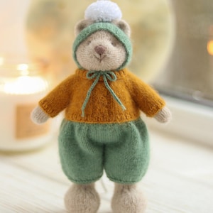 Gestricktes Bären-Weihnachtsgeschenk - Gestrickte Bären-Puppe für Weihnachten, Baby-Dusche oder Geburtstagsgeschenk