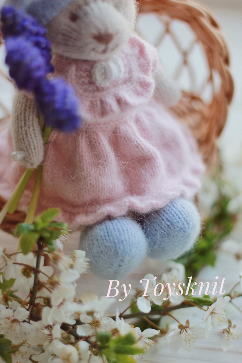 Knitted bear PATTERN-Small knitted bear doll in dress-Pdf pattern tutorial image 5