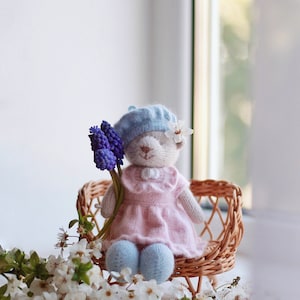 Knitted bear PATTERN-Small knitted bear doll in dress-Pdf pattern tutorial image 3