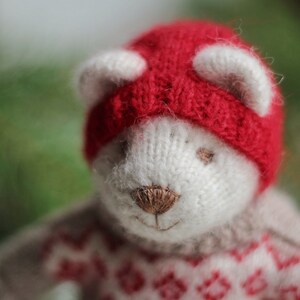 Hand knit teddy bear toy in Christmas style knitted small bear animal toy I temporarily DONʼT ACCEPT ORDERS for toys image 5