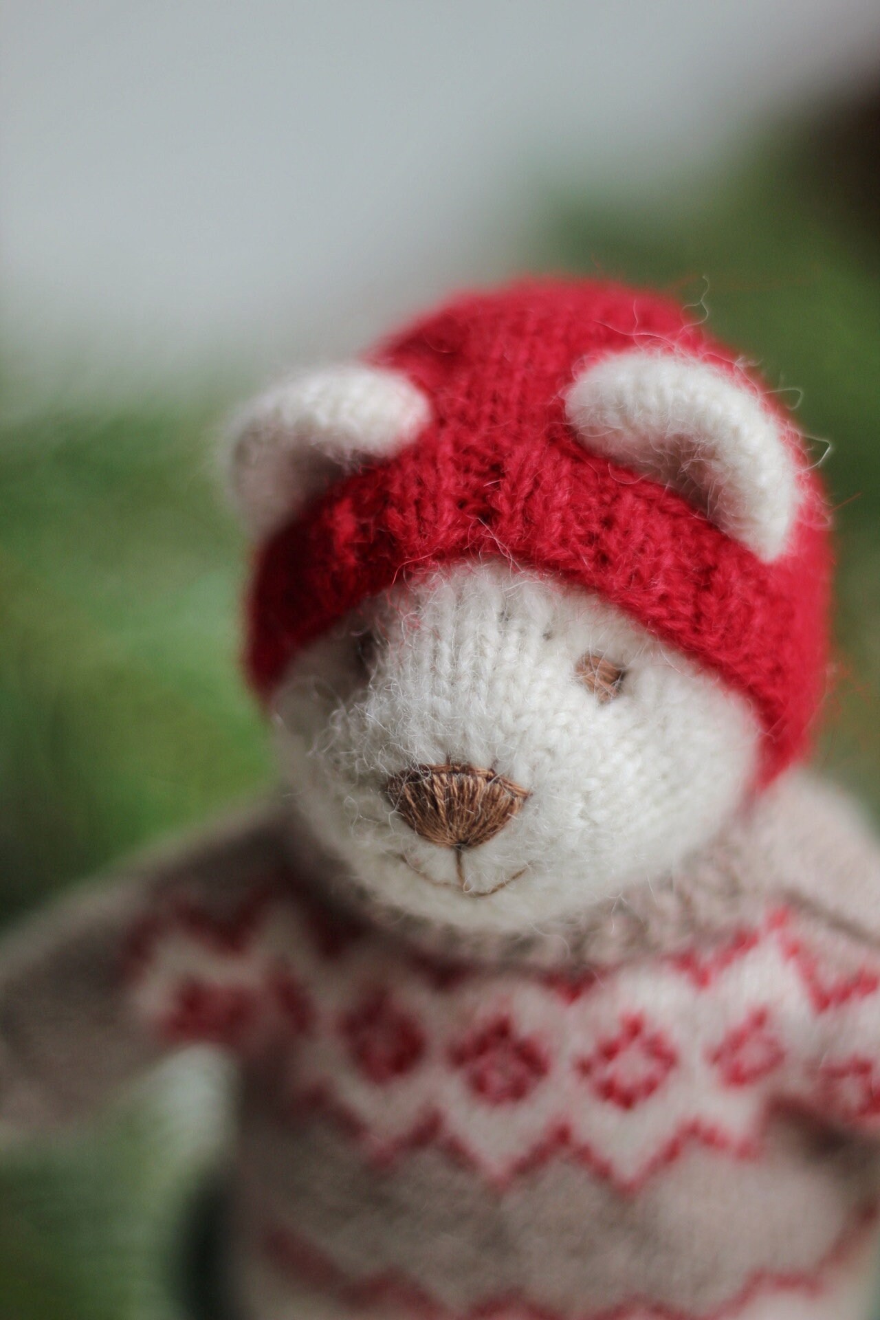Hand knit  Soft  toys   wool  handmade  Clothed Cute  Bear Stuffed Animal in Dress