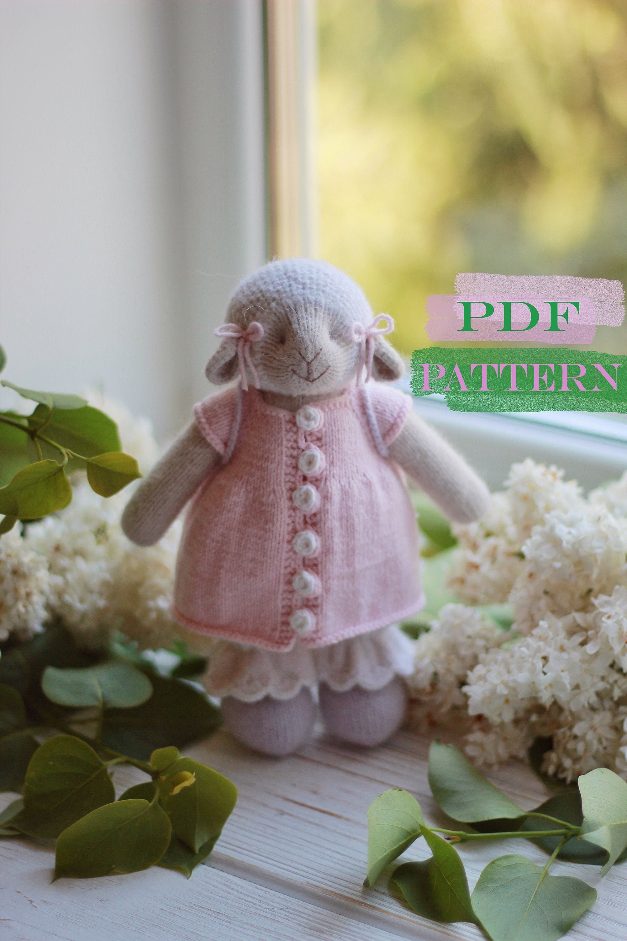 ◆KOMOREBI MUSEUM◆ Handmade 3way lace lamb shearling long b Knitted Lamb Pattern-stuffed Lamb Sheep Animal Dressed Toy