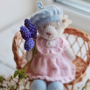 Knitted bear PATTERN-Small knitted bear doll in dress-Pdf pattern tutorial zdjęcie 6