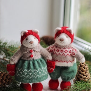 Hand knit teddy bear toy in Christmas style knitted small bear animal toy I temporarily DONʼT ACCEPT ORDERS for toys image 6