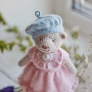 Knitted bear PATTERN-Small knitted bear doll in dress-Pdf pattern tutorial zdjęcie 7