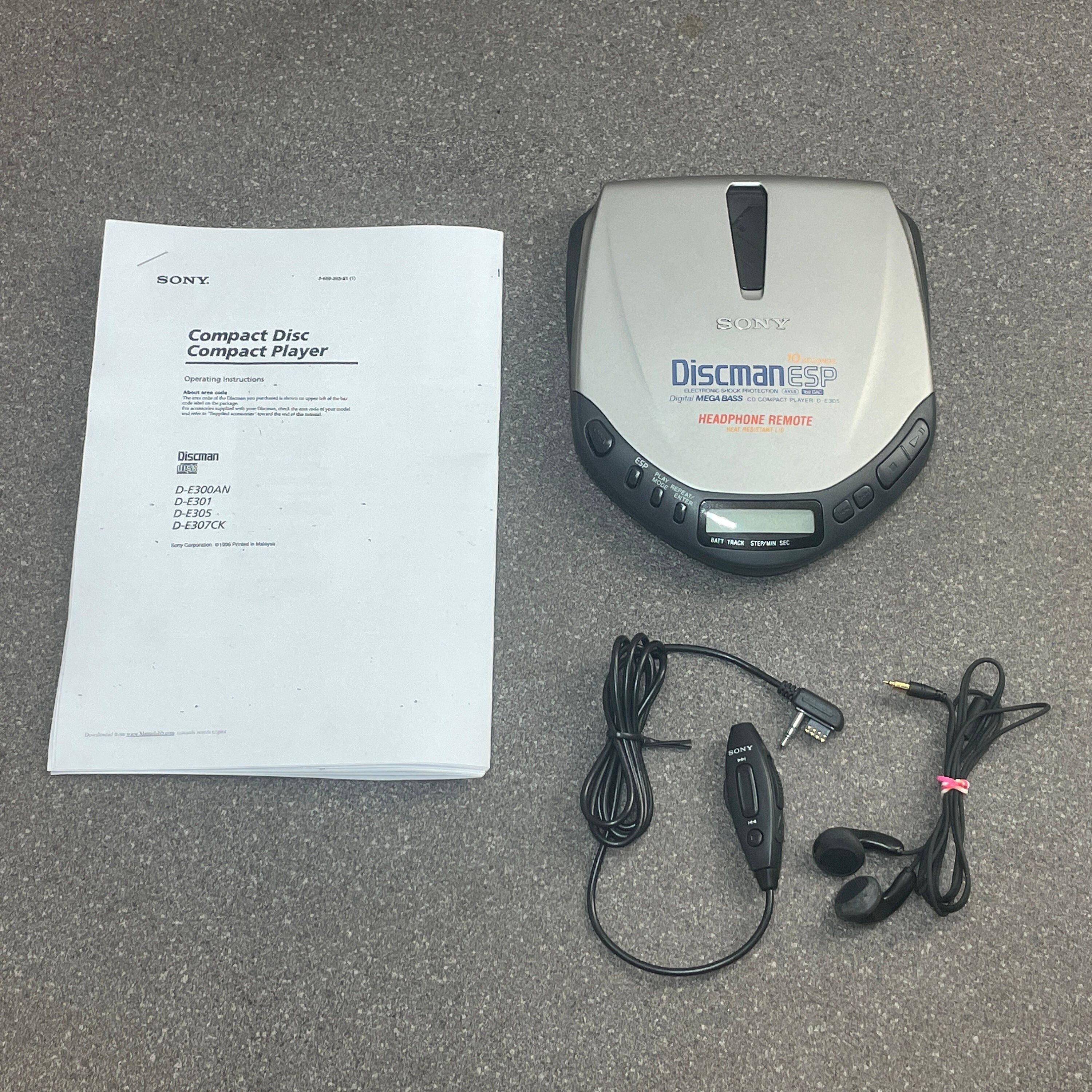 Sony D-E305 Discman ESP Portable CD Player With Remote Earphones